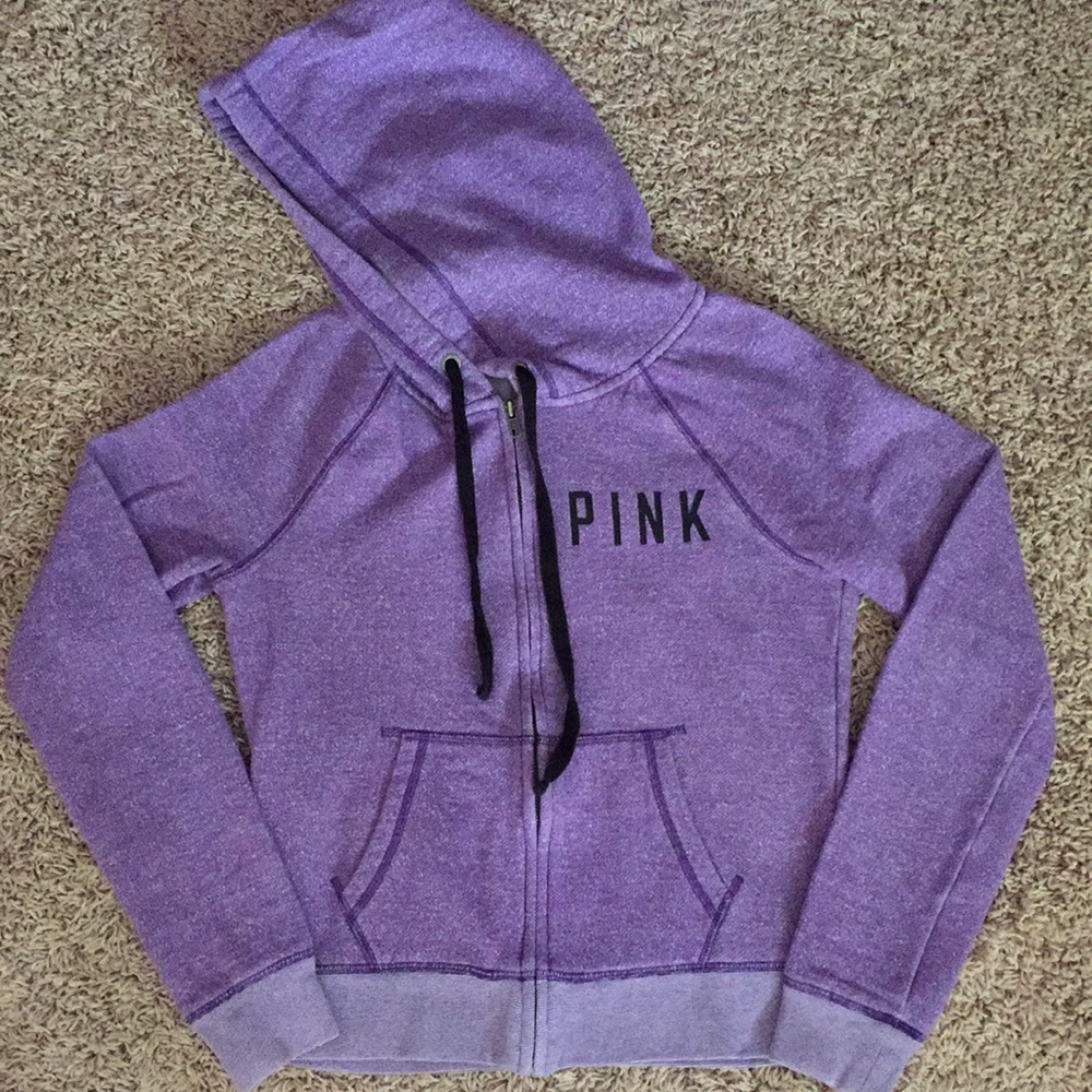 Pink Hooded Zip-Up Sweatshirt